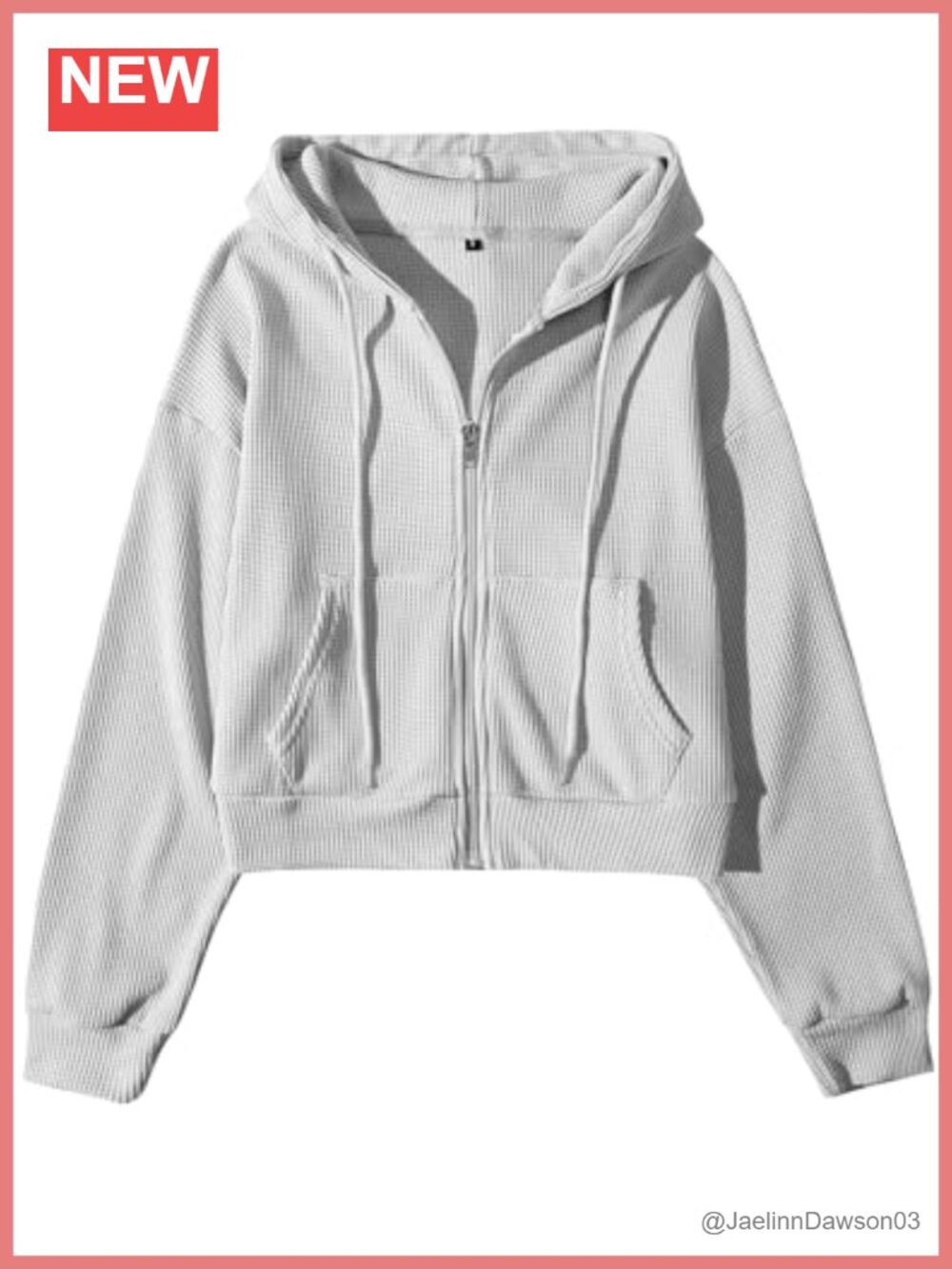 Cropped Zip Up Hoodie Waffle Knit Sweatshirt Jacket Women